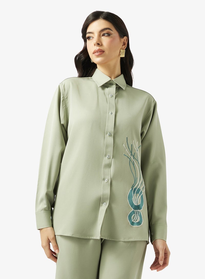 hayas closet Embroidered Shirt and Pant co-ord set - Image 5
